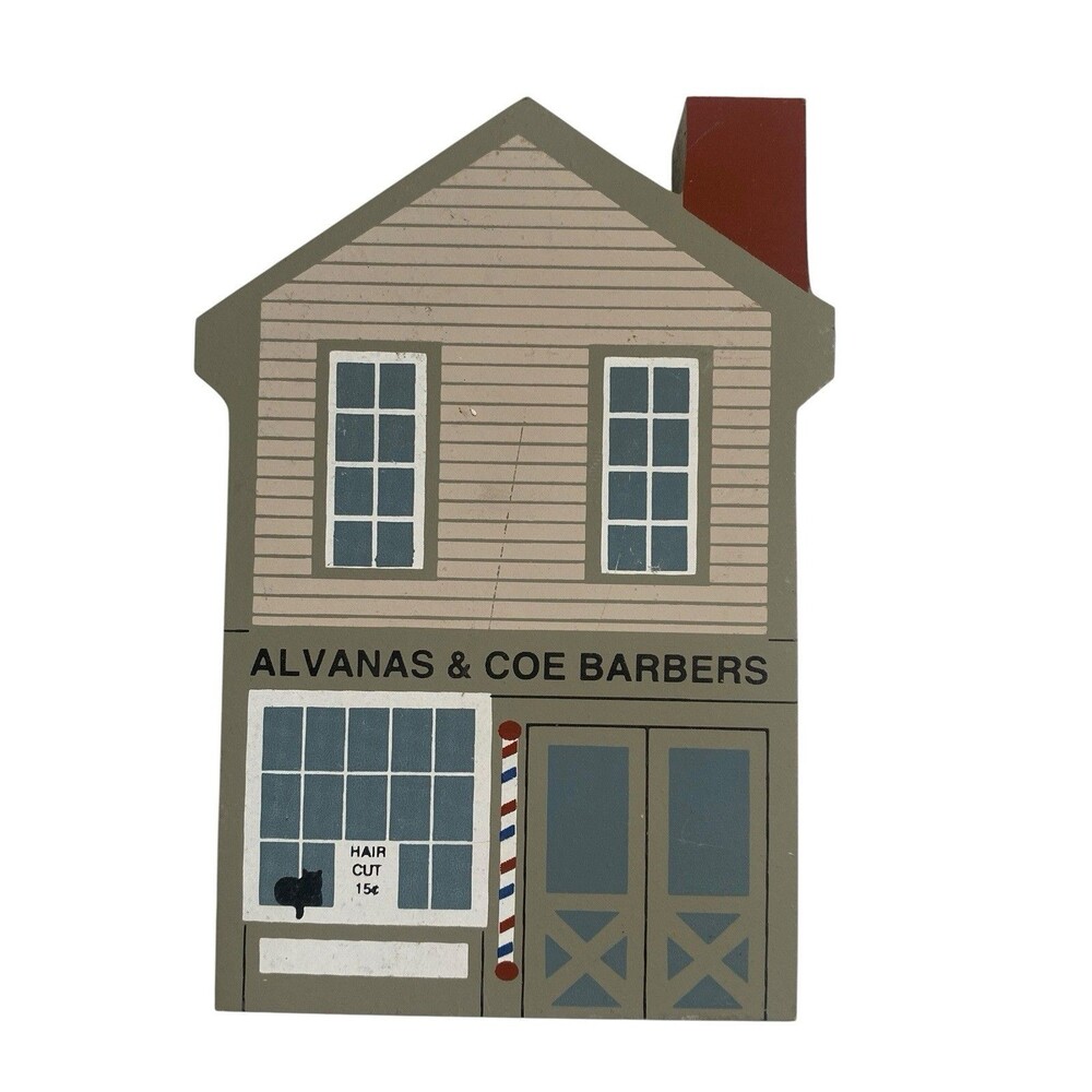 Cat's Meow Barber Shop Alvanas & Coe House Shelf Sitter 1995 Series XIII Signed